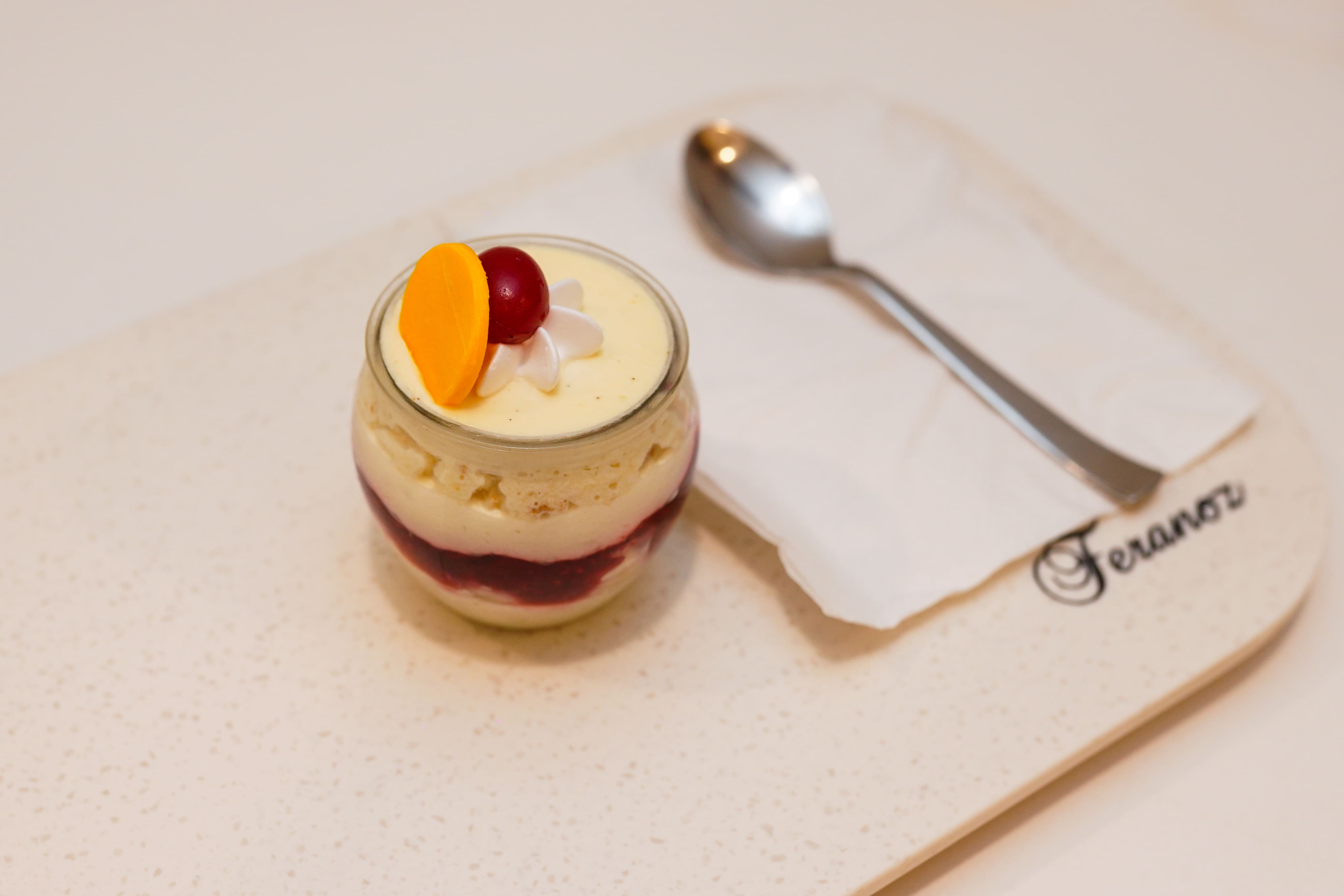 Layered berry dessert jar at Feranoz
